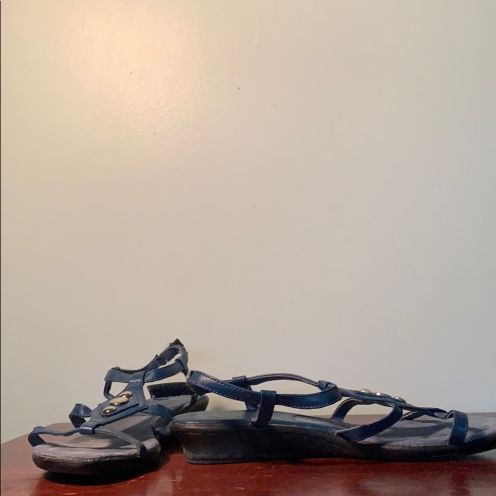 Well loved Annie navy blue wedge sandals
